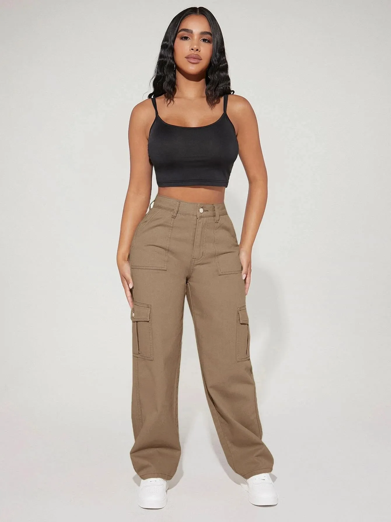 Long Length Denim Cargo Pants