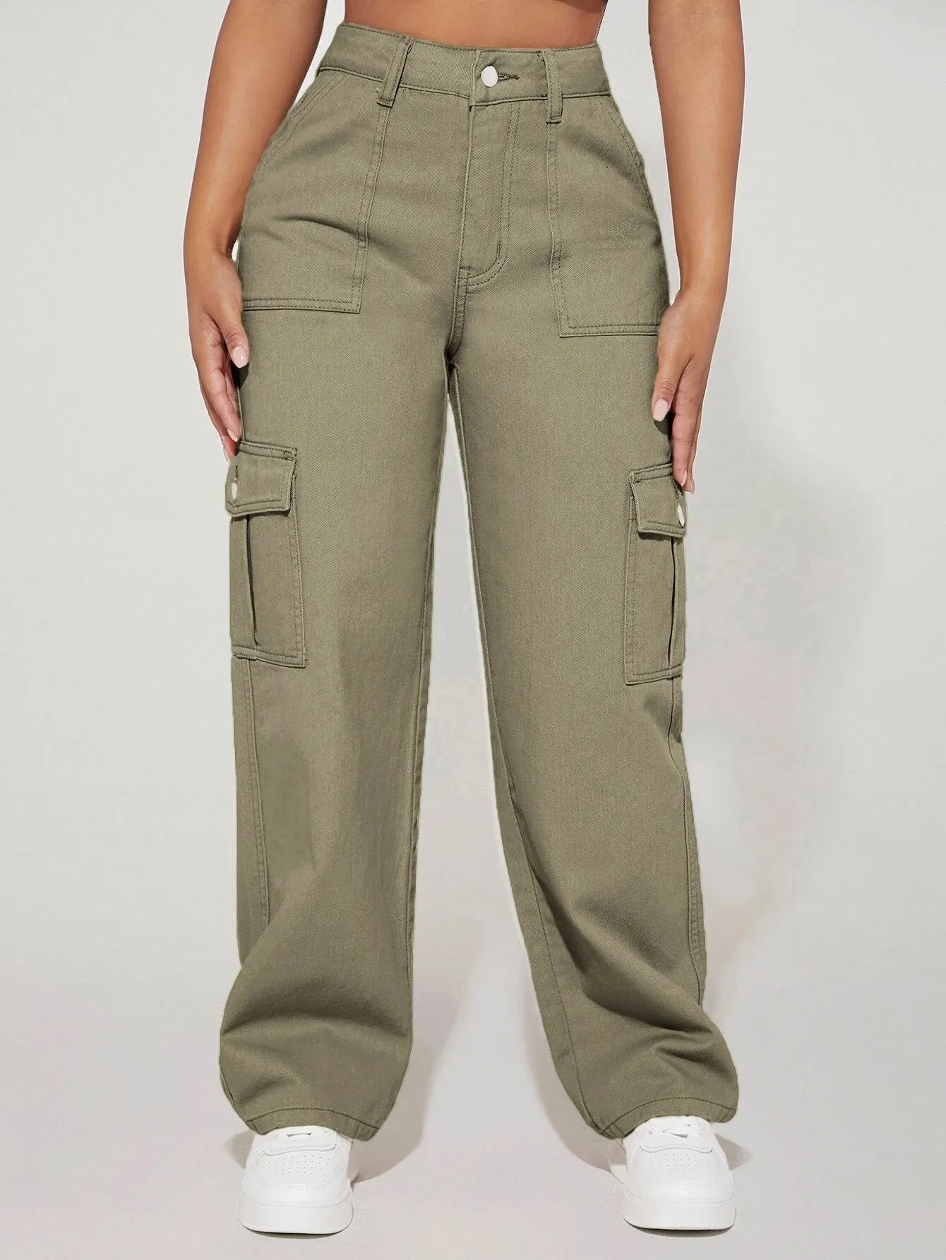 Long Length Denim Cargo Pants