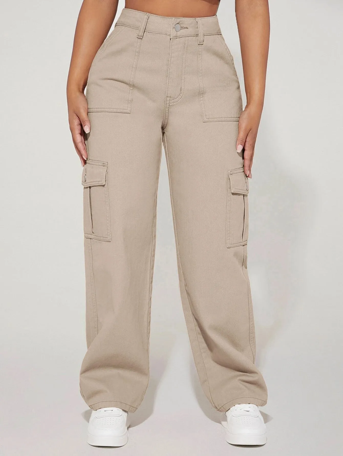 Long Length Denim Cargo Pants