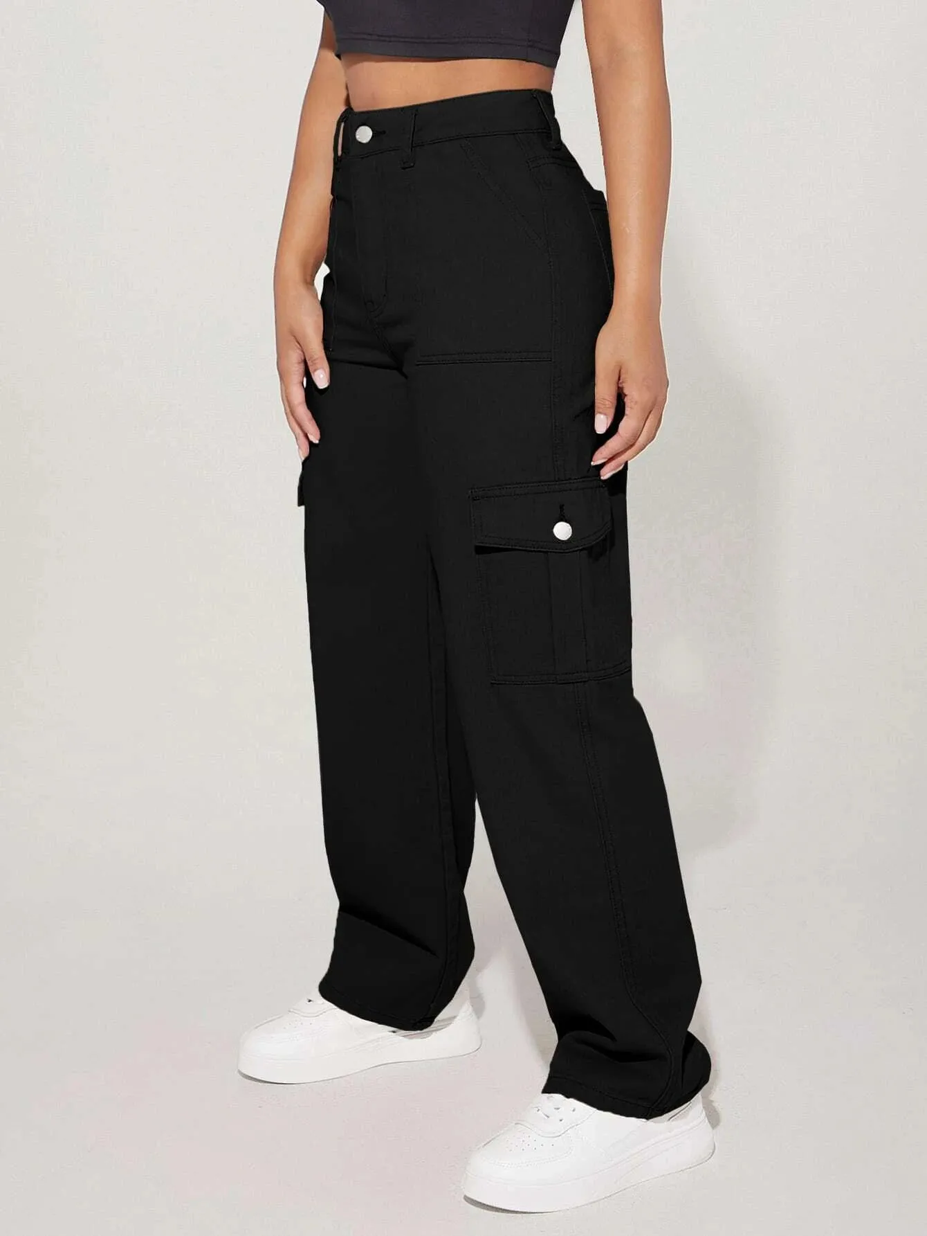 Long Length Denim Cargo Pants