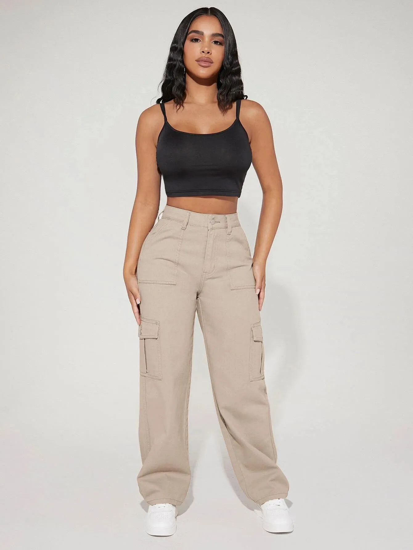 Long Length Denim Cargo Pants