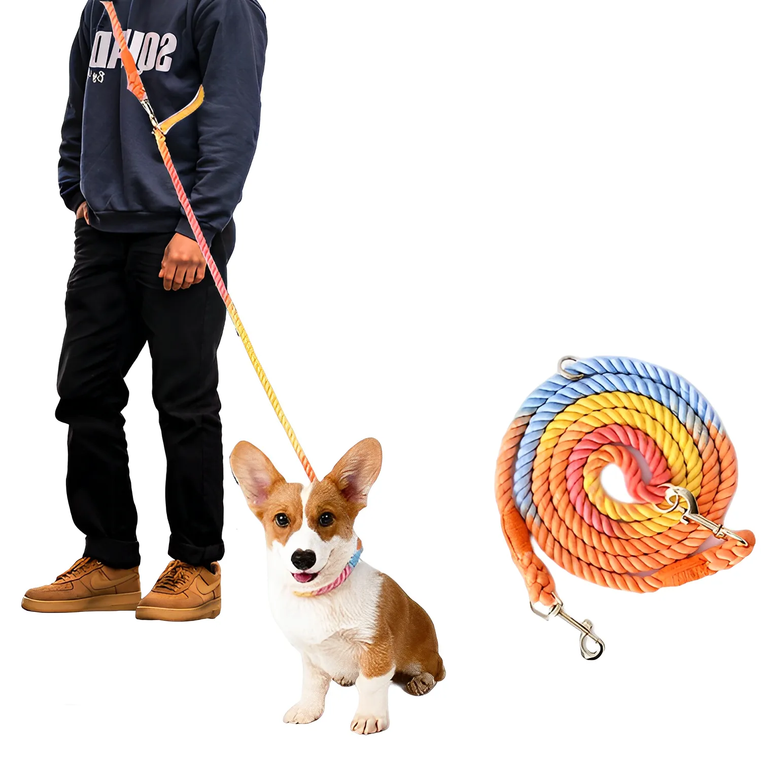 Loofie Handfree Dog Leash - Rainbow Color for Fun & Convenience