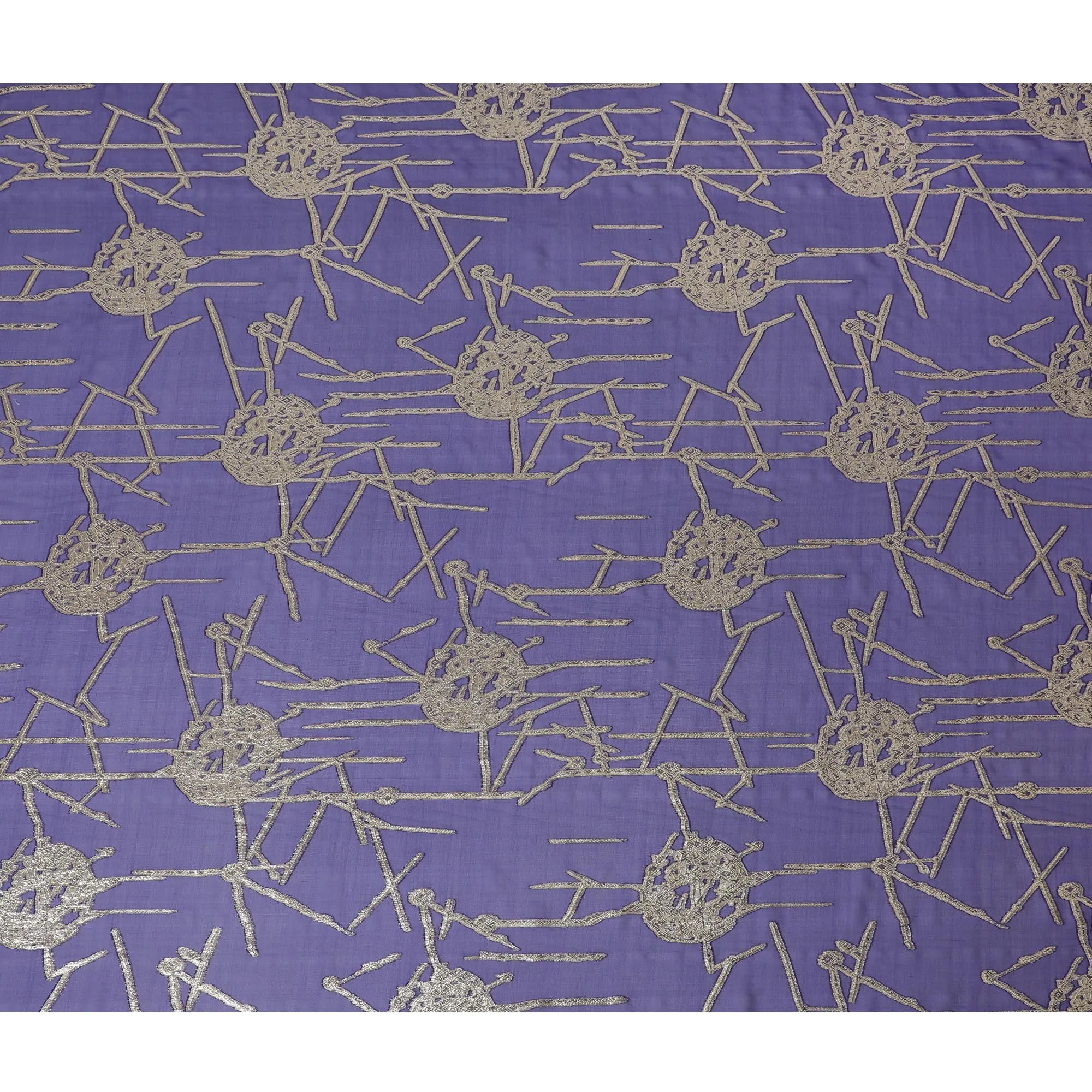 Luxurious Purple Silk Chiffon Fabric with Metallic Lurex, 110 cm Wide, South Korean Design-D19583