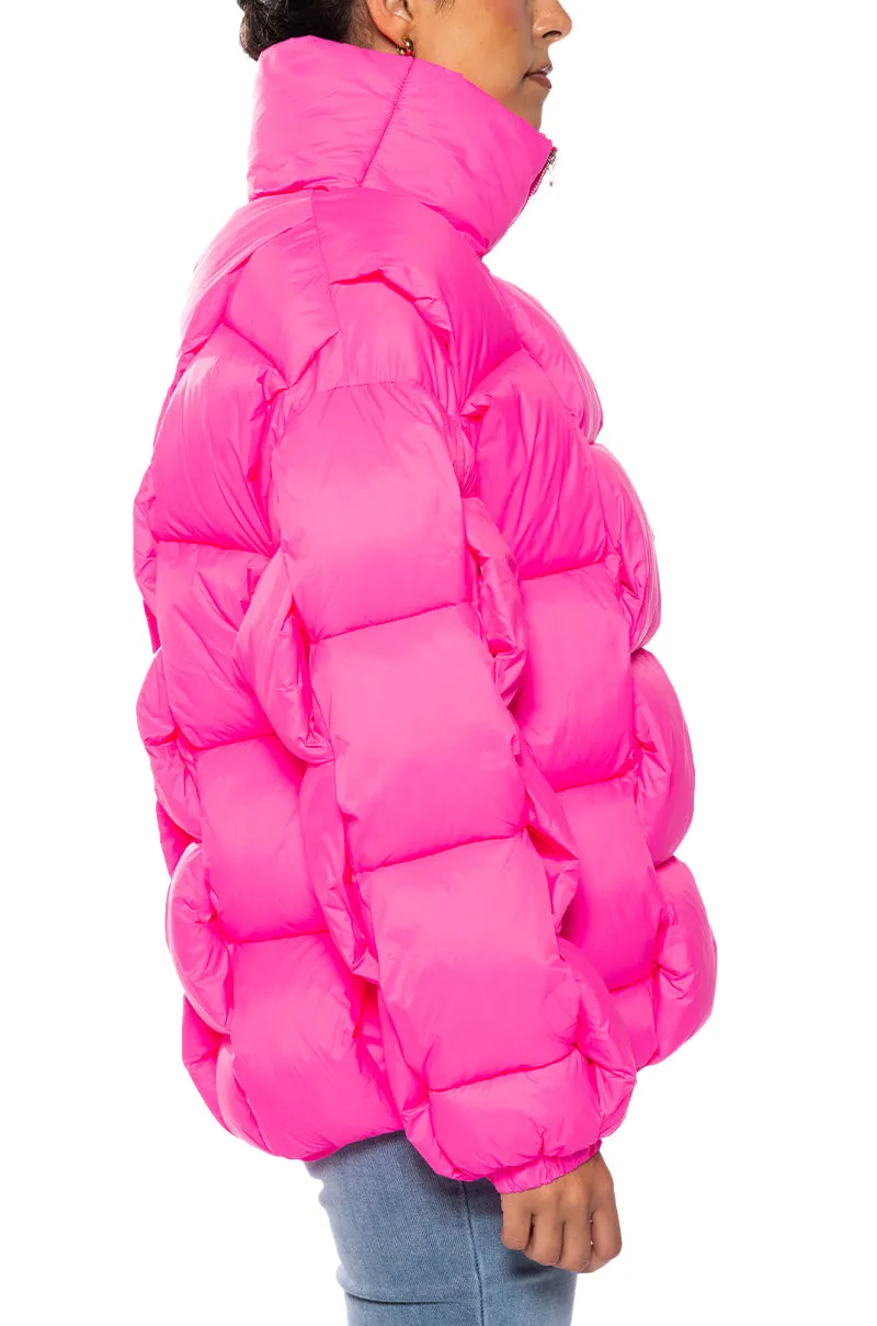 LYKKE HOT PINK PUFFER JACKET