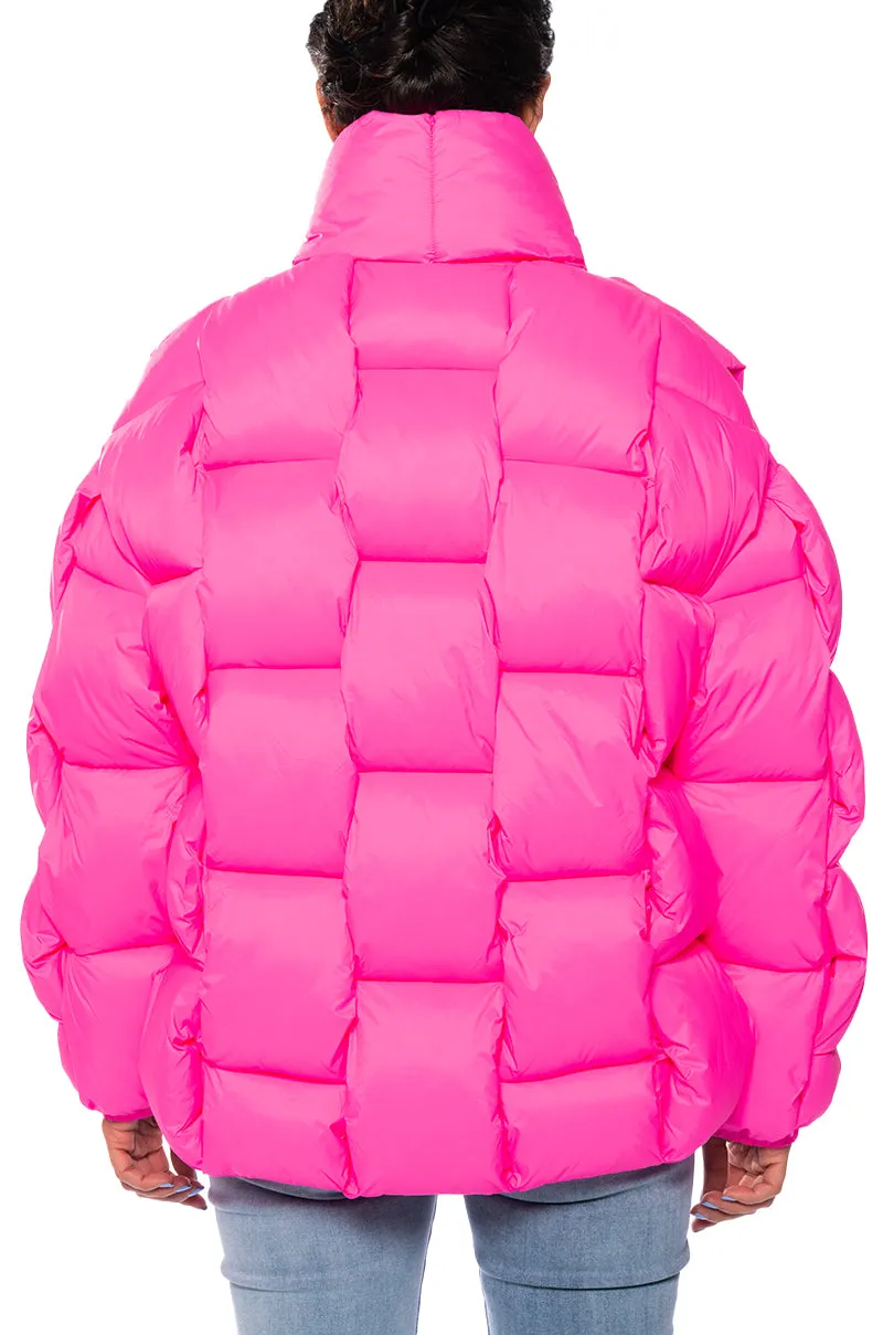 LYKKE HOT PINK PUFFER JACKET