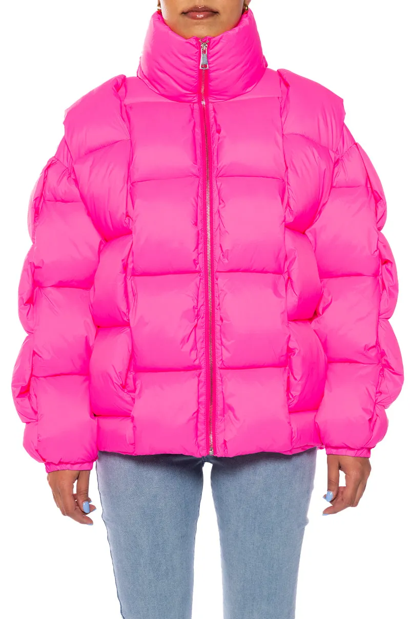 LYKKE HOT PINK PUFFER JACKET