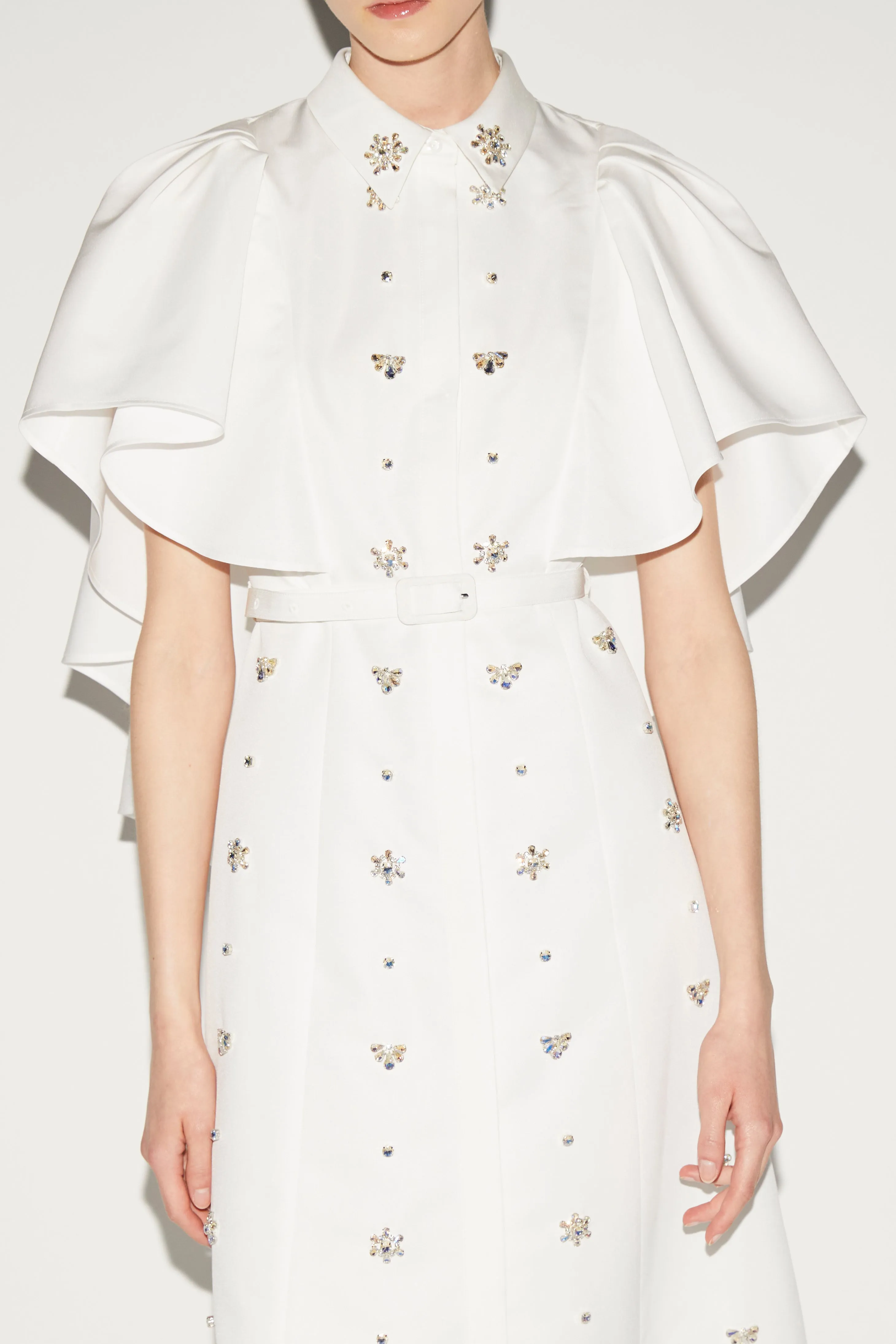 MAIRA DRESS WHITE EMBELLISHED FAILLE