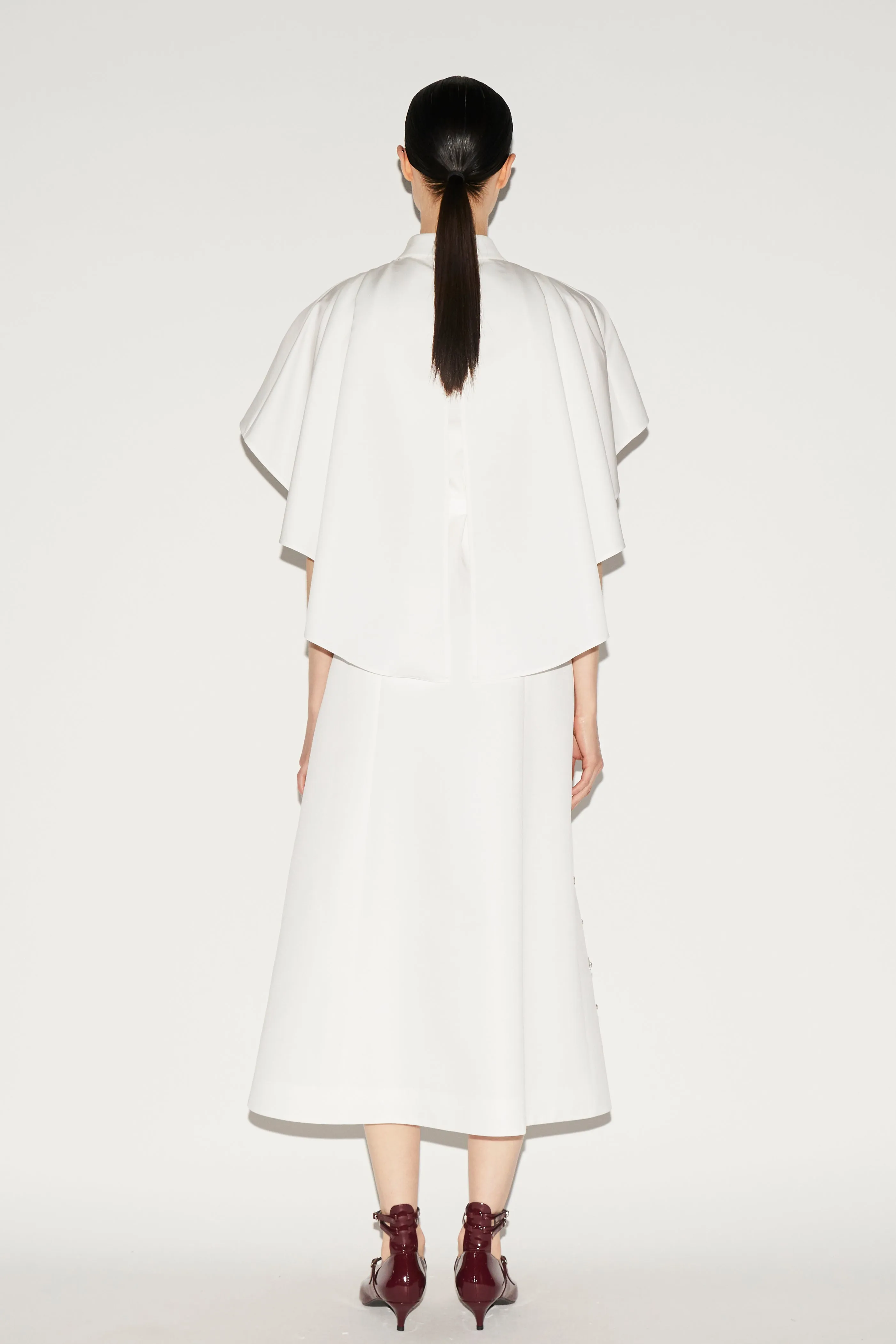 MAIRA DRESS WHITE EMBELLISHED FAILLE