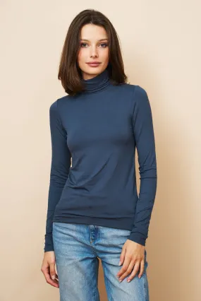 Majestic Soft Touch Long Sleeve Turtleneck in Encre