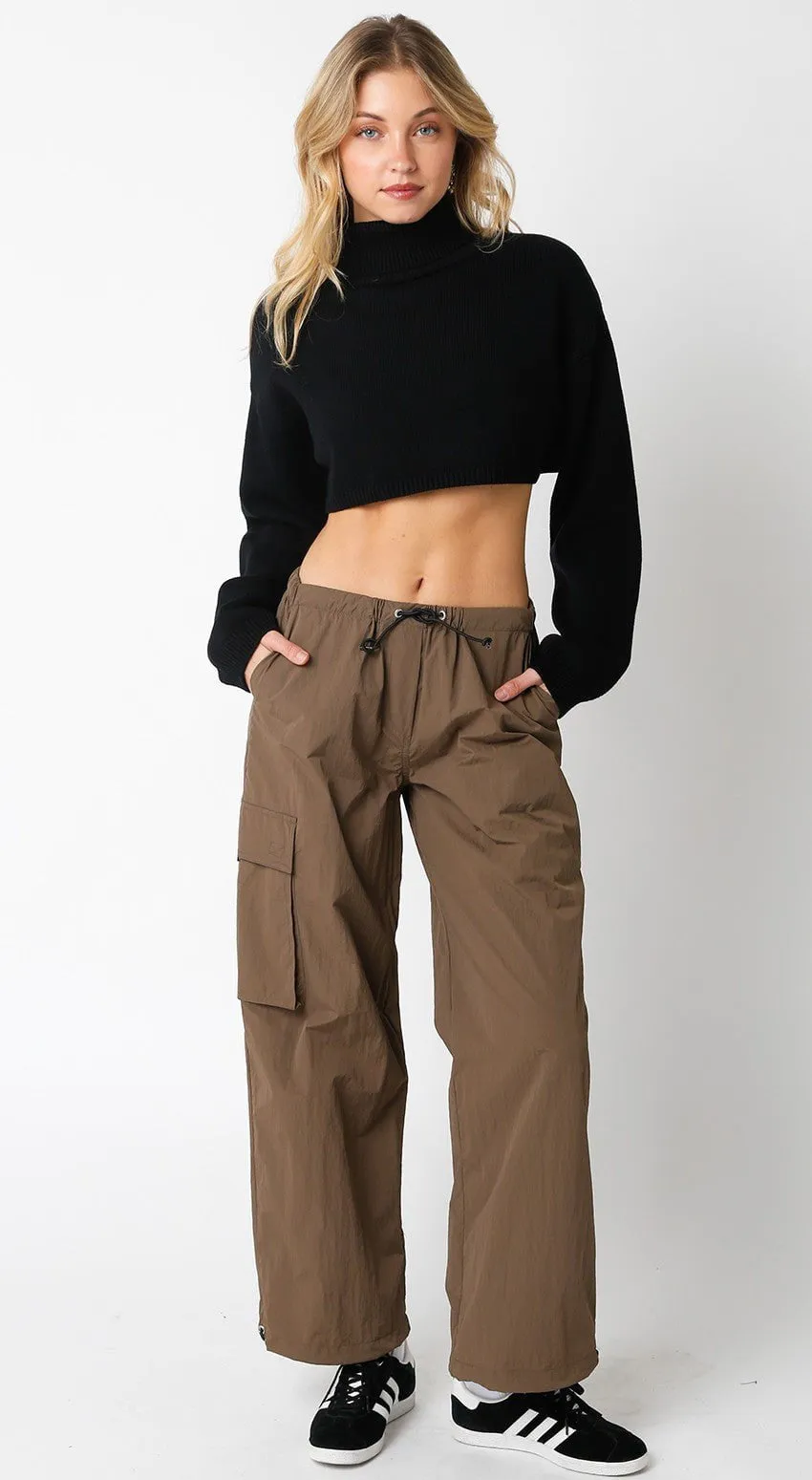 Marla Black Cropped Turtleneck Sweater