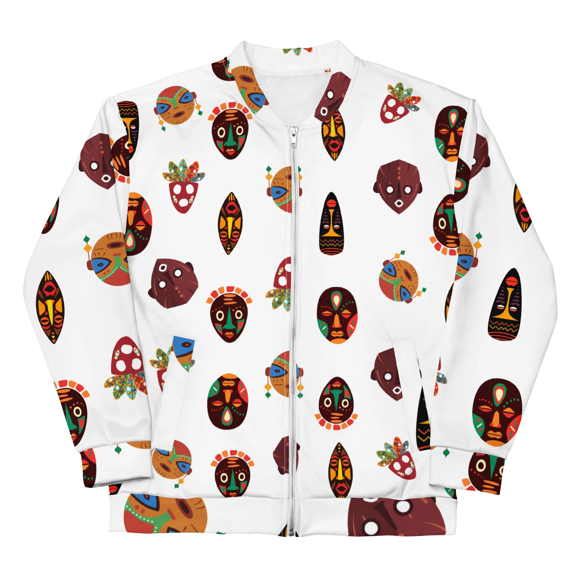 Mask Print Unisex Bomber Jacket