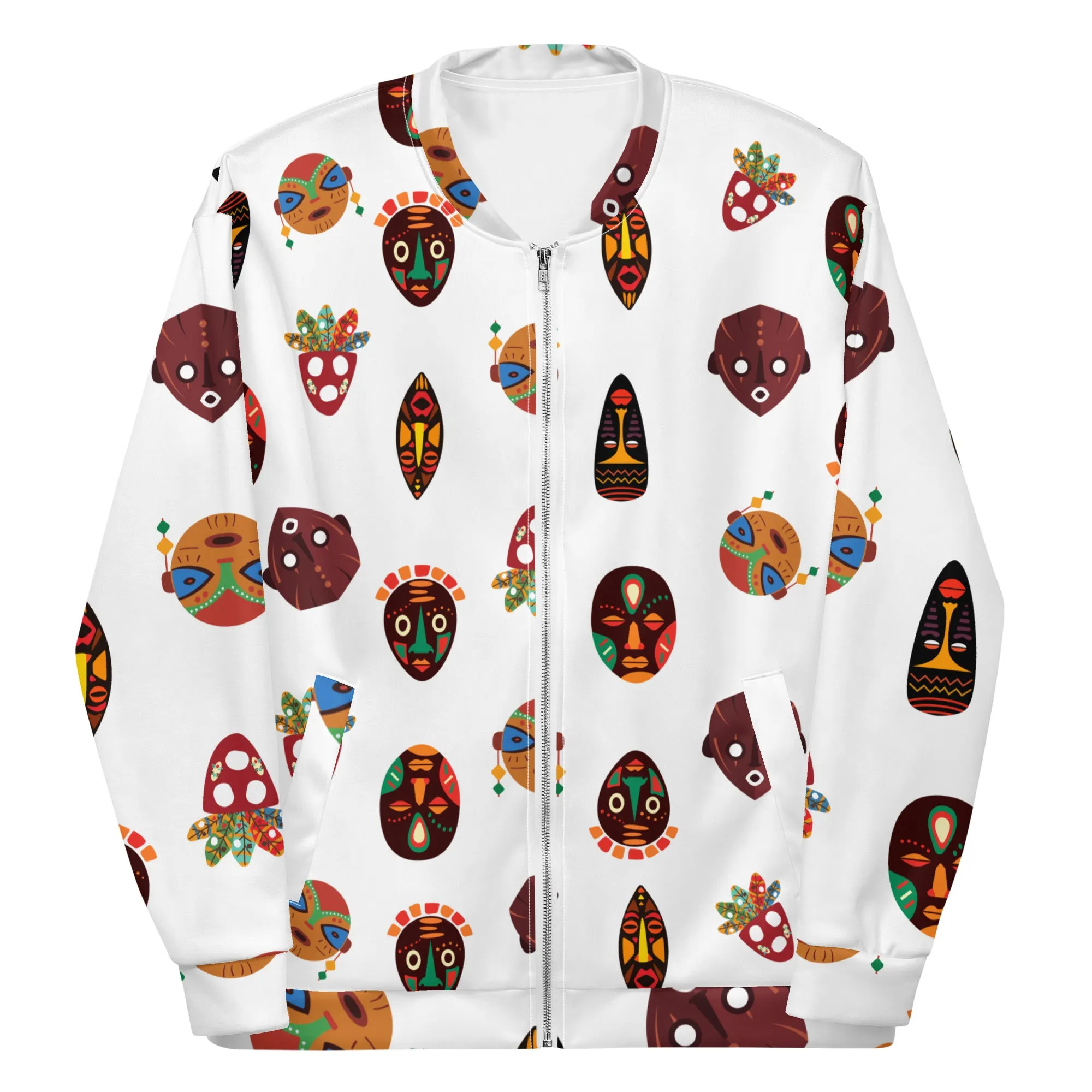 Mask Print Unisex Bomber Jacket