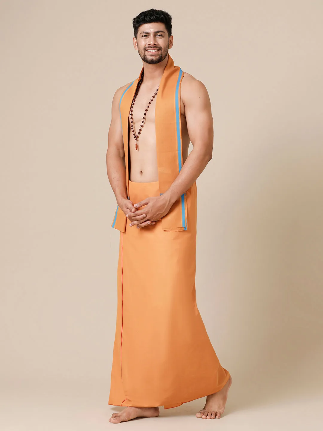 Men Devotional Dhoti & Towel Combo Kavi