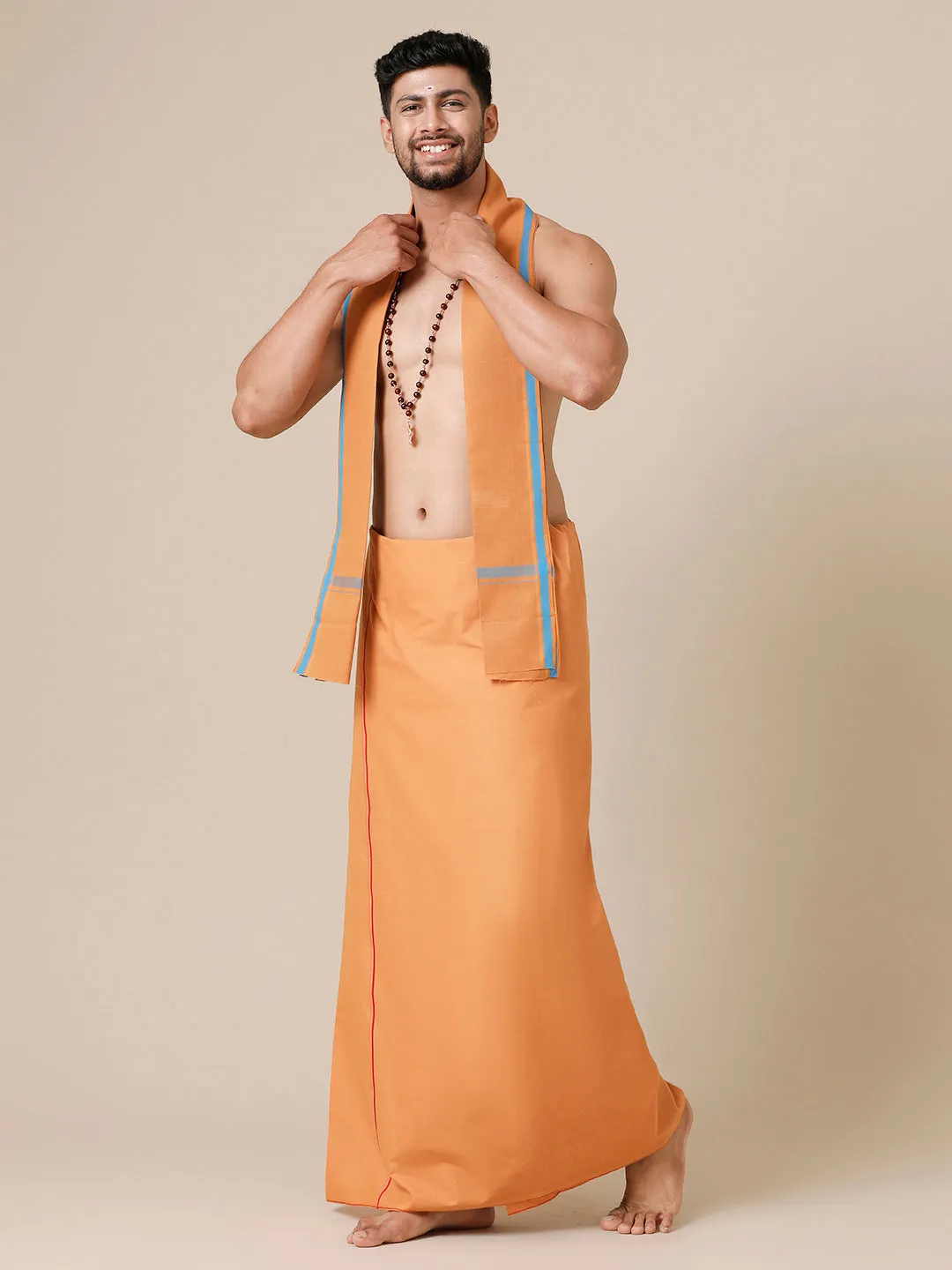 Men Devotional Dhoti & Towel Combo Kavi