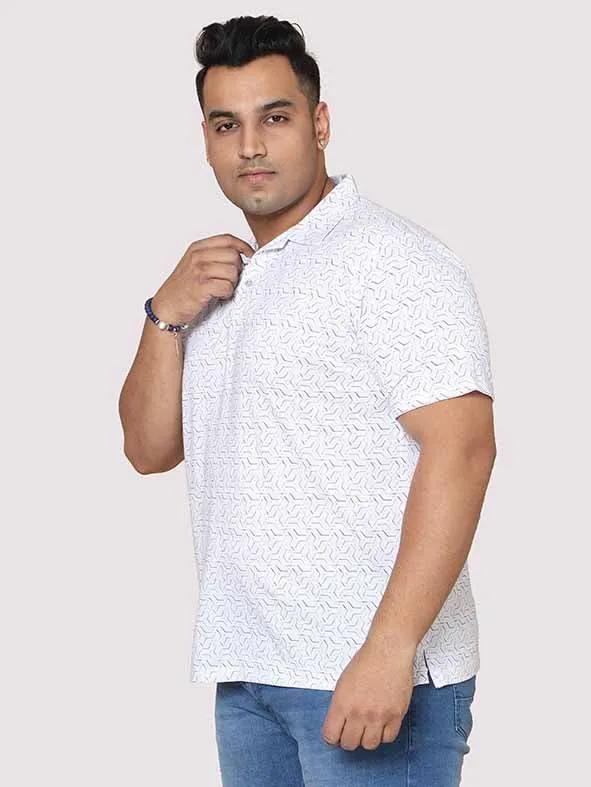 Men Plus Size Abstract Geometric Pattern Digital Printed Polo Collar T-shirt