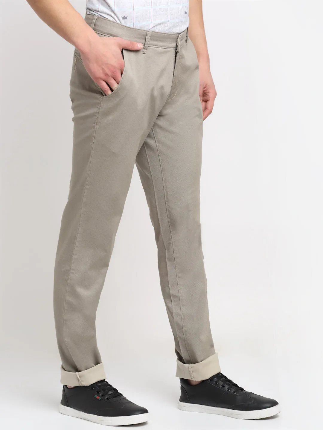 Men's Casual Flat front Fawn  Trousers