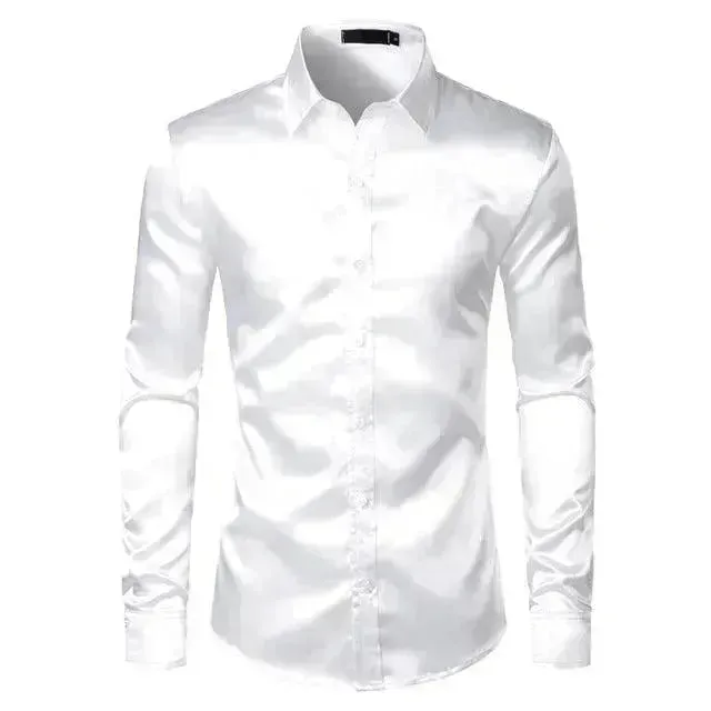 Men's Fashionable Satin Polyvinyl Alcohol Fiber Shirt