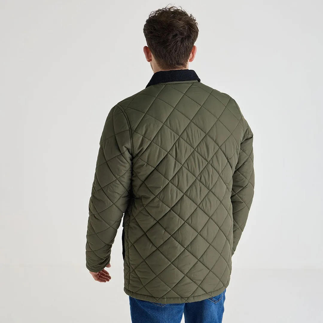 Mens Khaki Quilted Coat