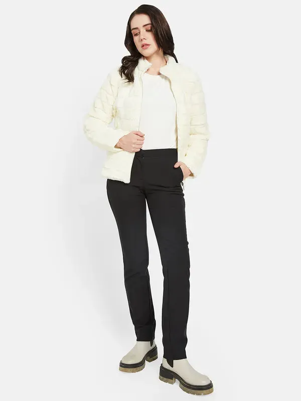 Mettle Women White Crop Puffer Jacket