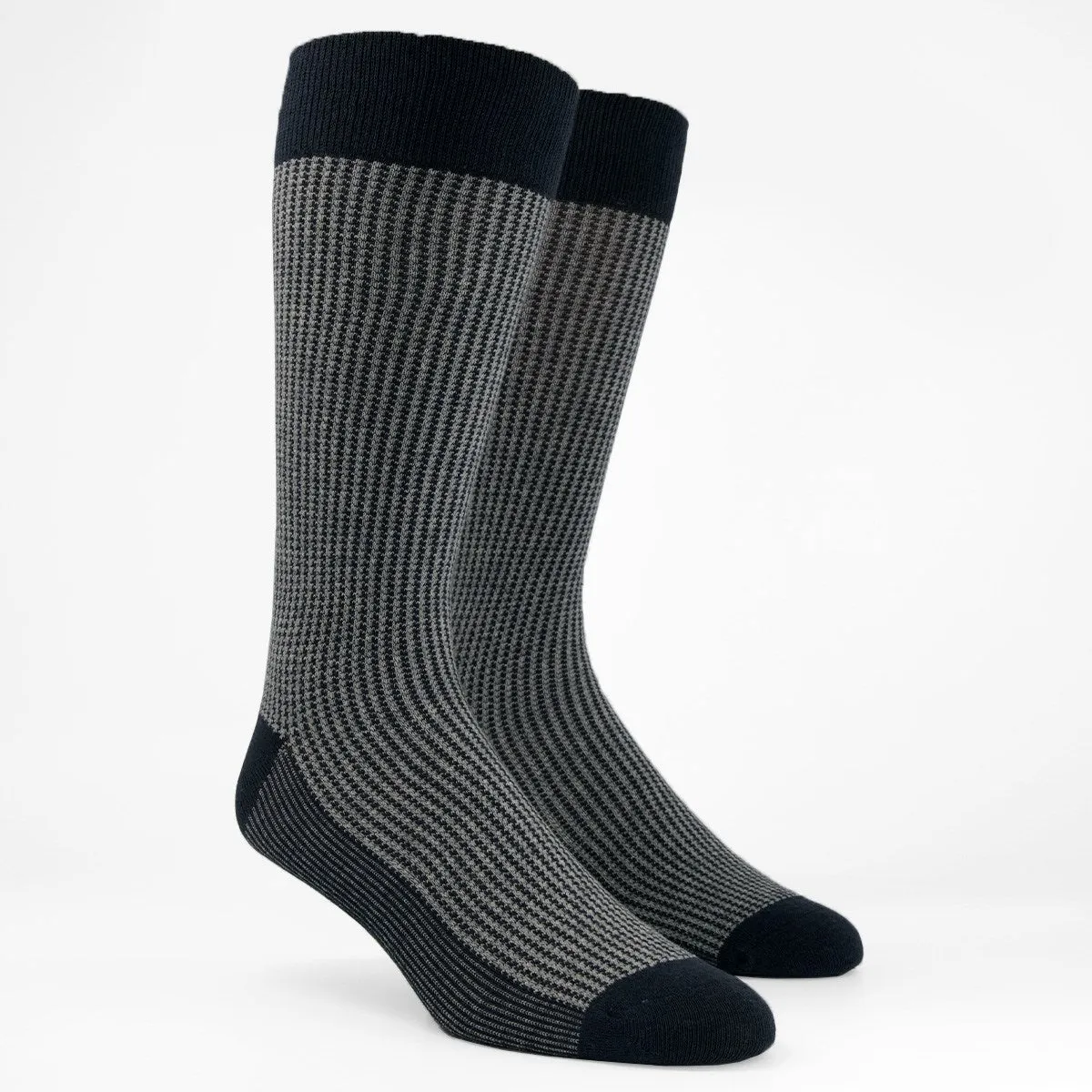 Micro Houndstooth Charcoal Dress Socks