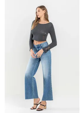 Mid Rise Wide Leg Jean