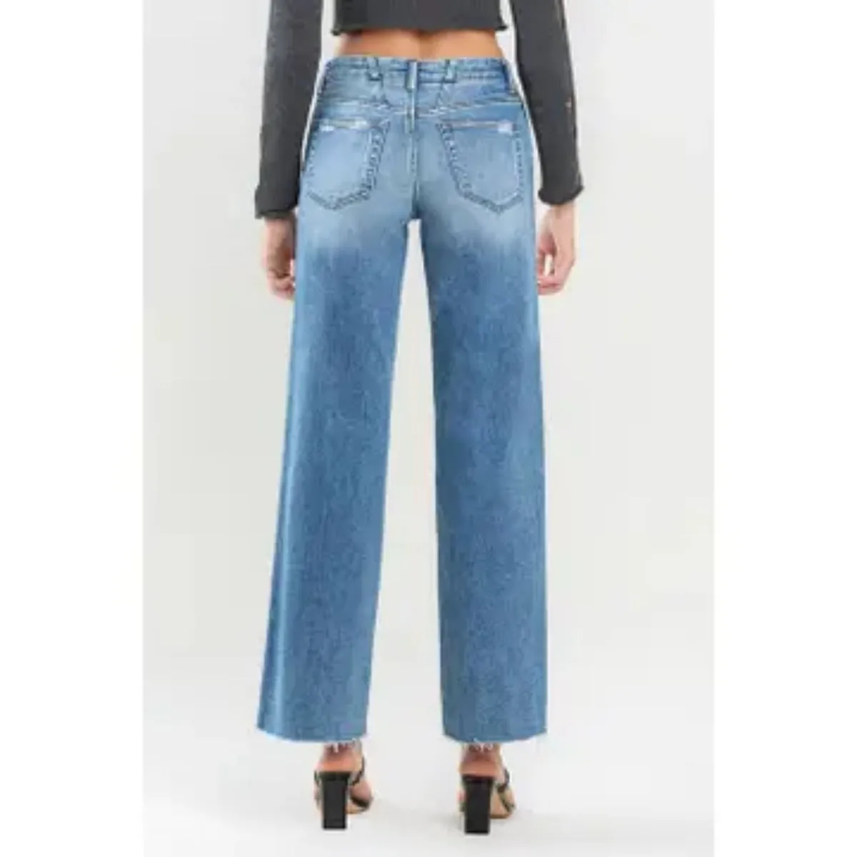 Mid Rise Wide Leg Jean