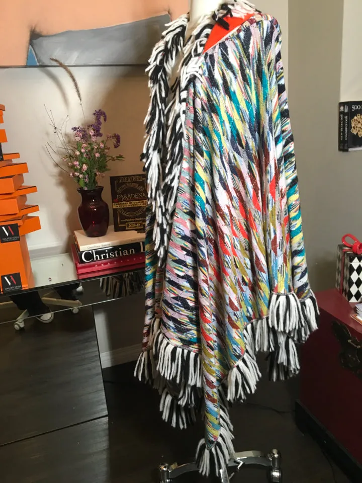 Missoni Size One Size Multi-Color Fringek Wool Knit Cape 2400-375-122819