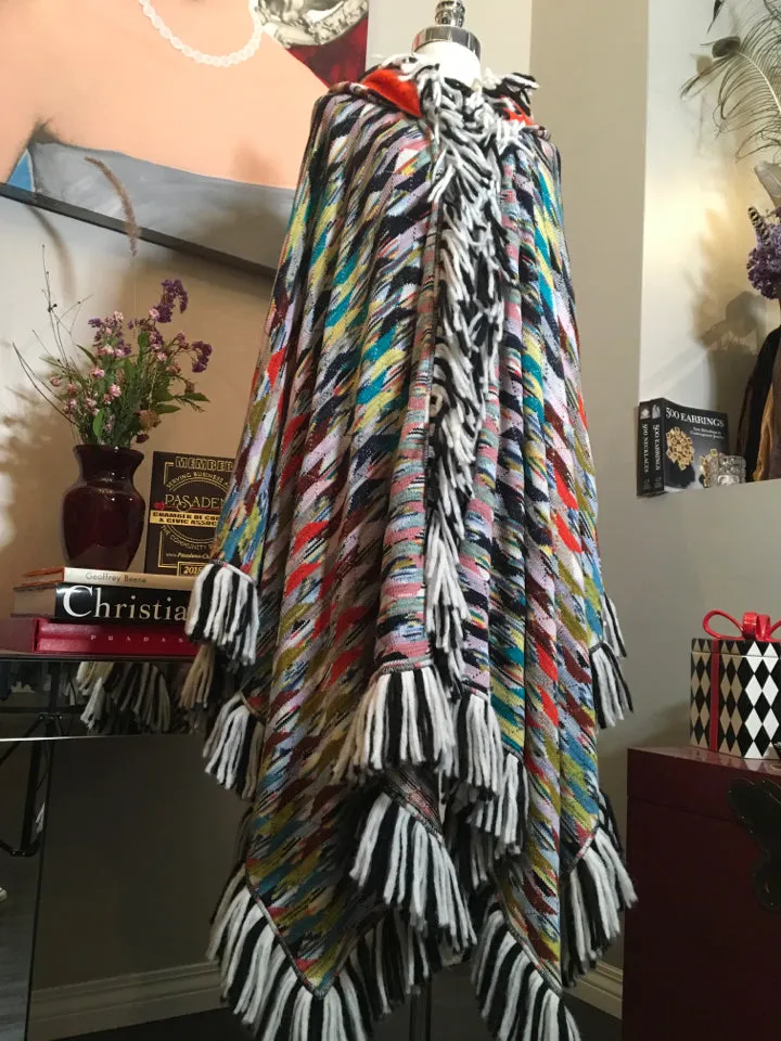 Missoni Size One Size Multi-Color Fringek Wool Knit Cape 2400-375-122819