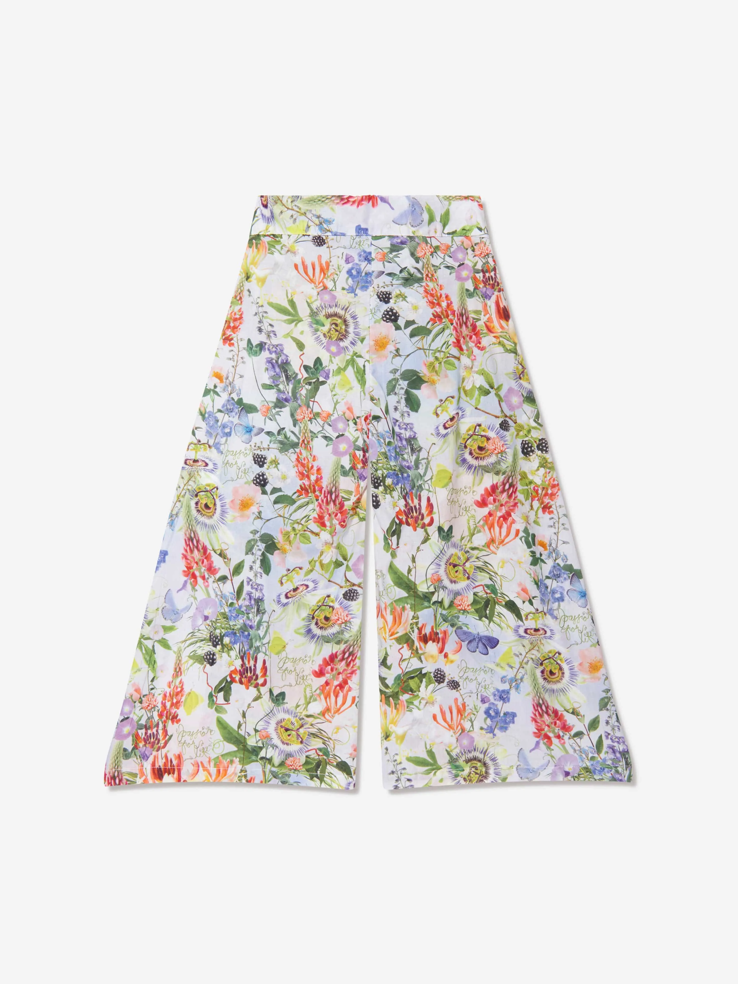 Molo Girls Organic Cotton Flared Aretha Trousers In Multicolour