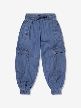 Molo Girls Washed Chambray Trousers in Blue