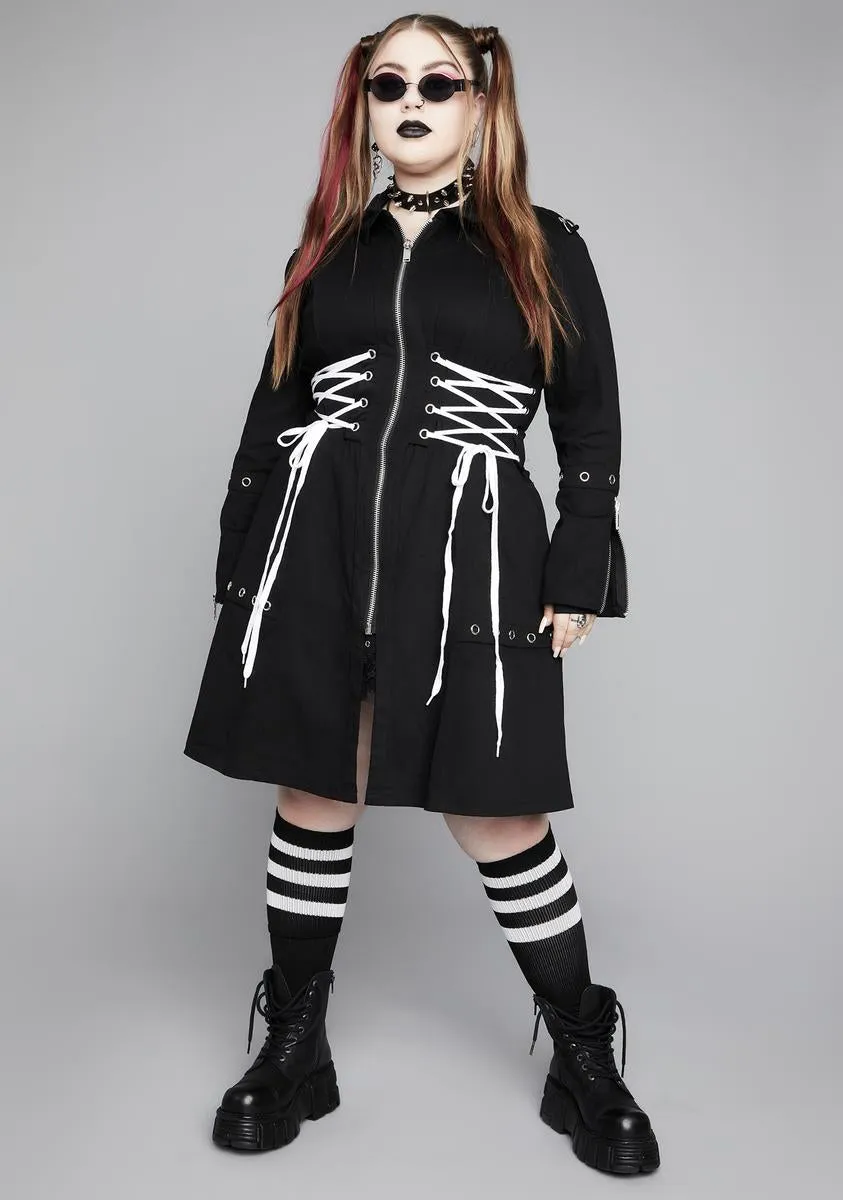 My Faux Affliction Lace Up Trench Coat