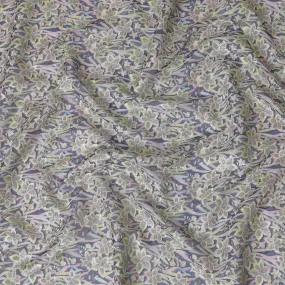 Navy blue Silk Organza Fabric with Pastel Floral Embroidery - 110 cm Wide - D19620