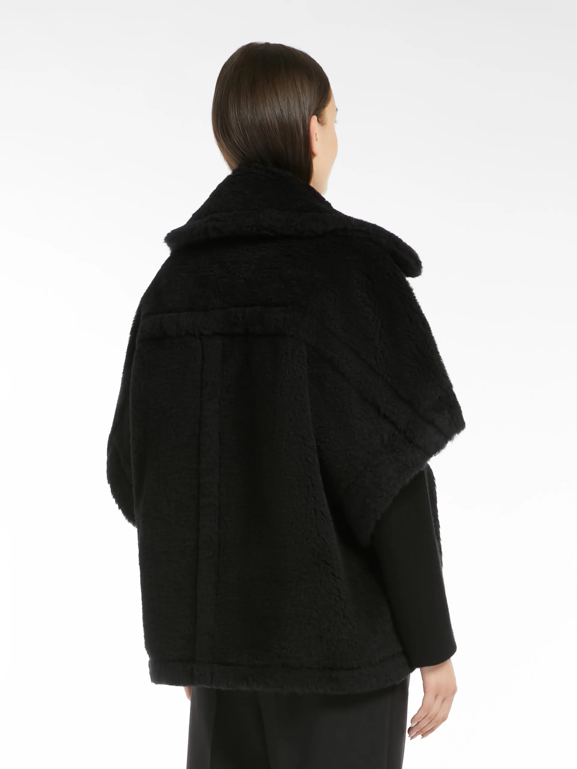 NewMant biker jacket cape in alpaca and wool Teddy fabric