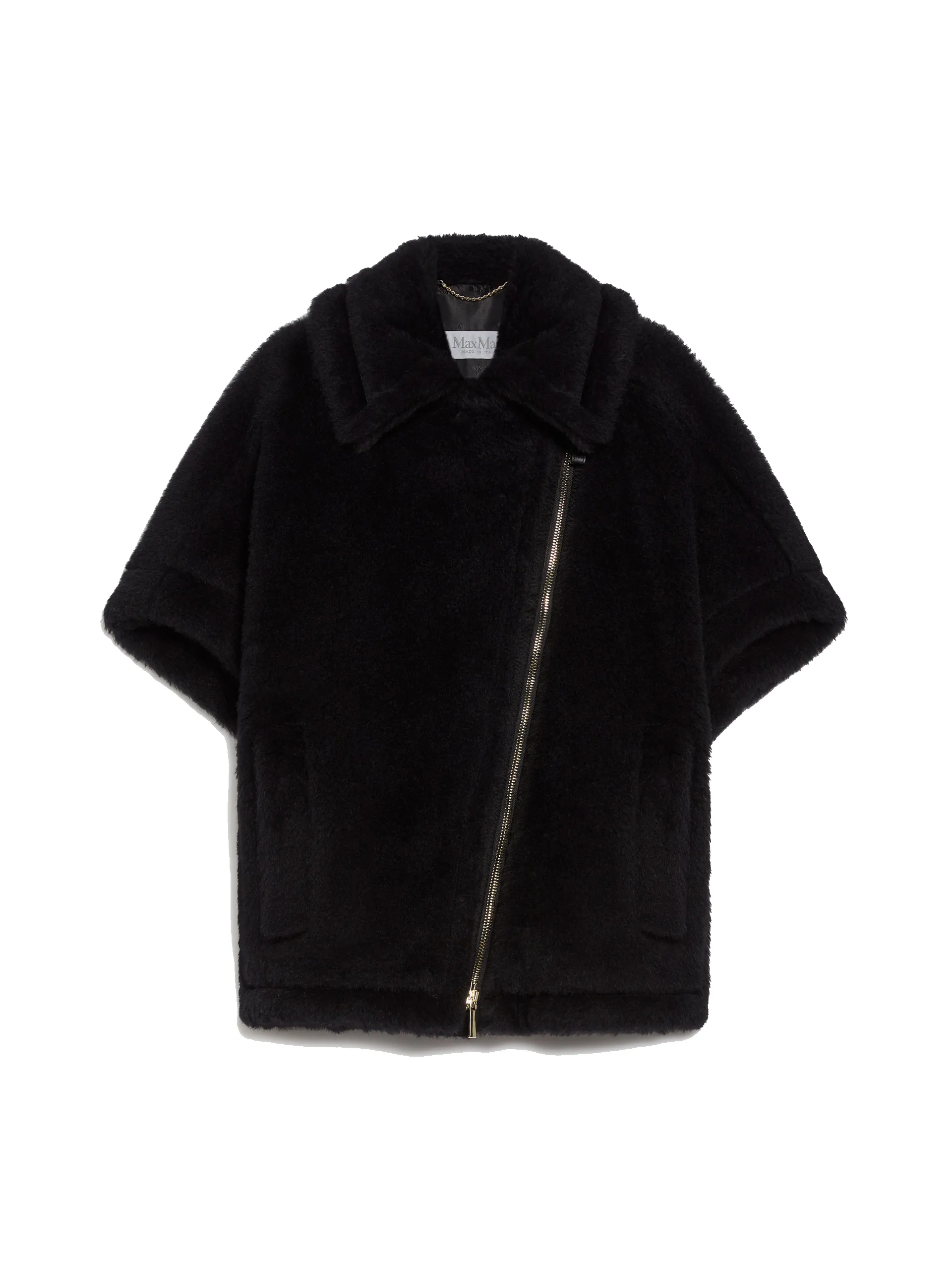 NewMant biker jacket cape in alpaca and wool Teddy fabric