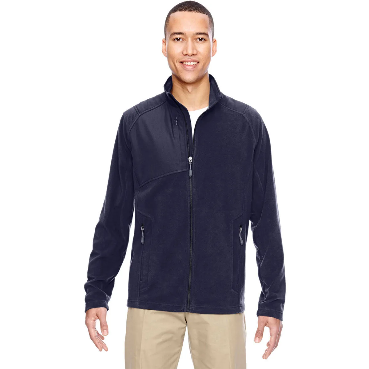 North End Men's Navy Excursion Trail Fabric-Block Fleece Jacket