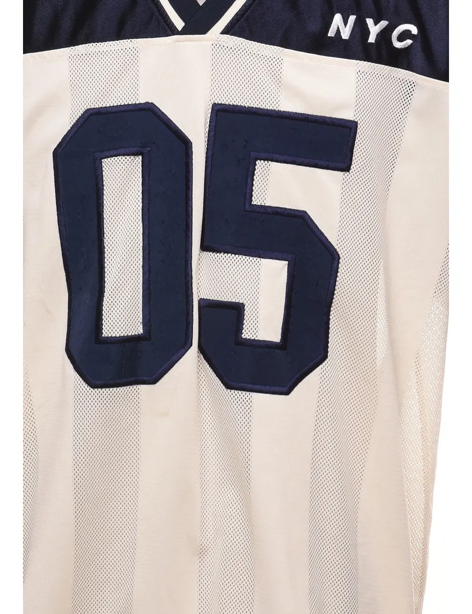 NYC Off-White & Navy Contrast Jersey  - L