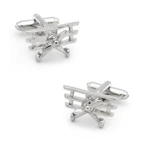 Oahu Airplane Rhodium Plated Cuffinks