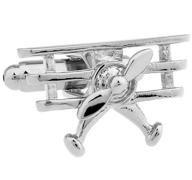 Oahu Airplane Rhodium Plated Cuffinks