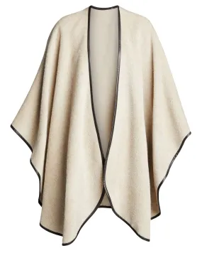 Oatmeal Baby Alpaca Leather Trimmed U-Cape