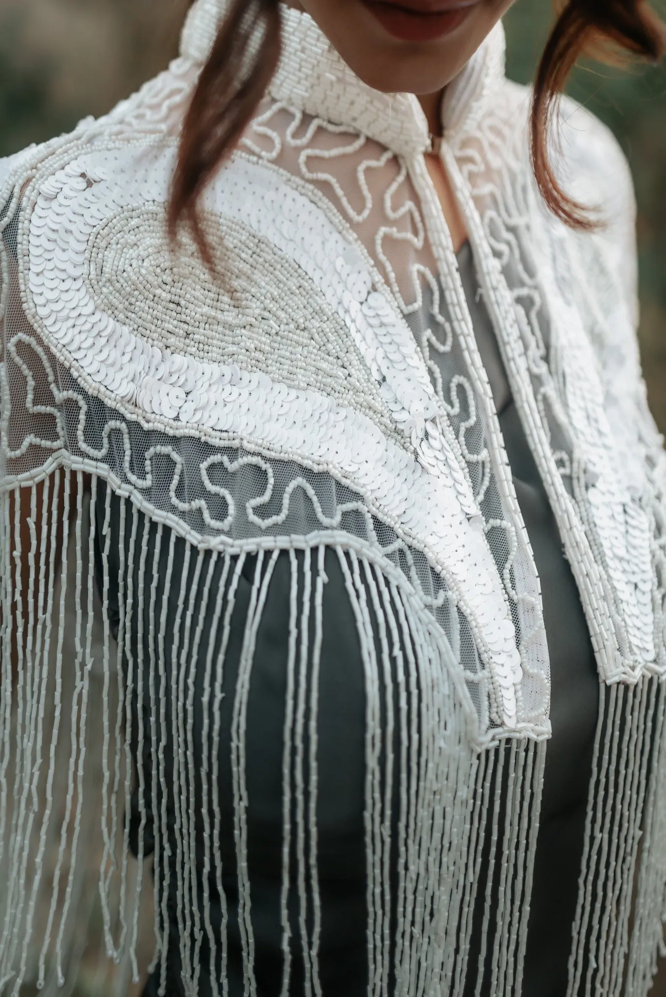 Paisley Hand Embellished Cape with Minimal Motifs