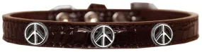 Peace Sign Widget Croc Dog Collar Chocolate Size 14