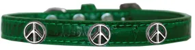 Peace Sign Widget Croc Dog Collar Emerald Green Size 12