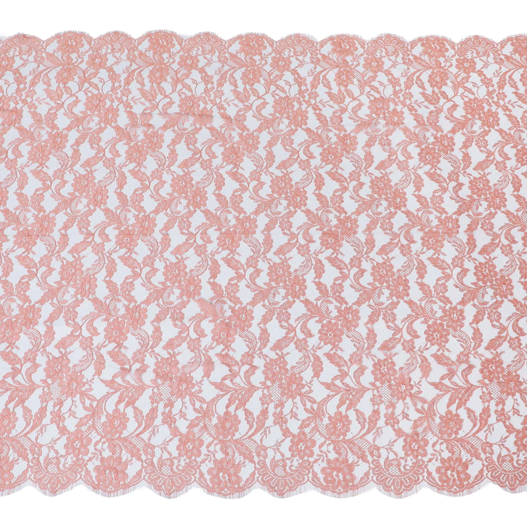 Peach, sky blue Premium pure two tone French Chantilly lace fabric in floral design-D14041S