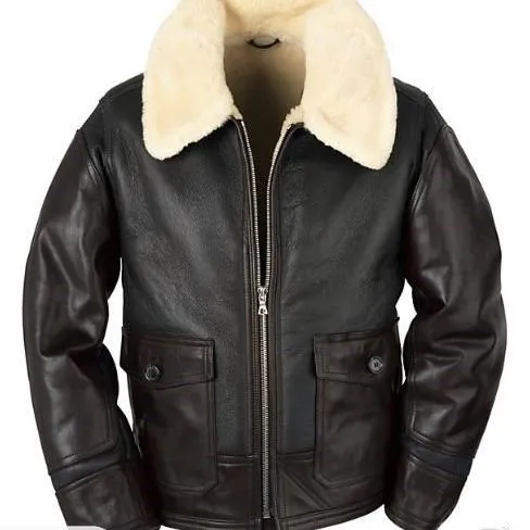 Piker Bomber Leather Jacket Artificial Fur