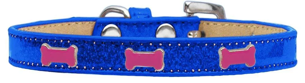 Pink Bone Widget Dog Collar Blue Ice Cream Size 18