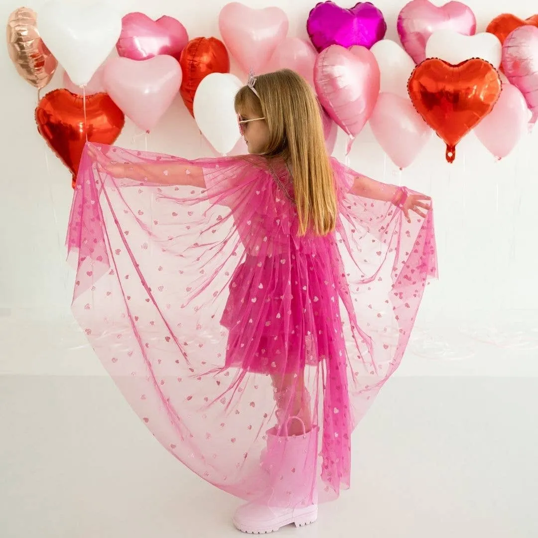 Pink Glitter Heart Valentine's Day Cape