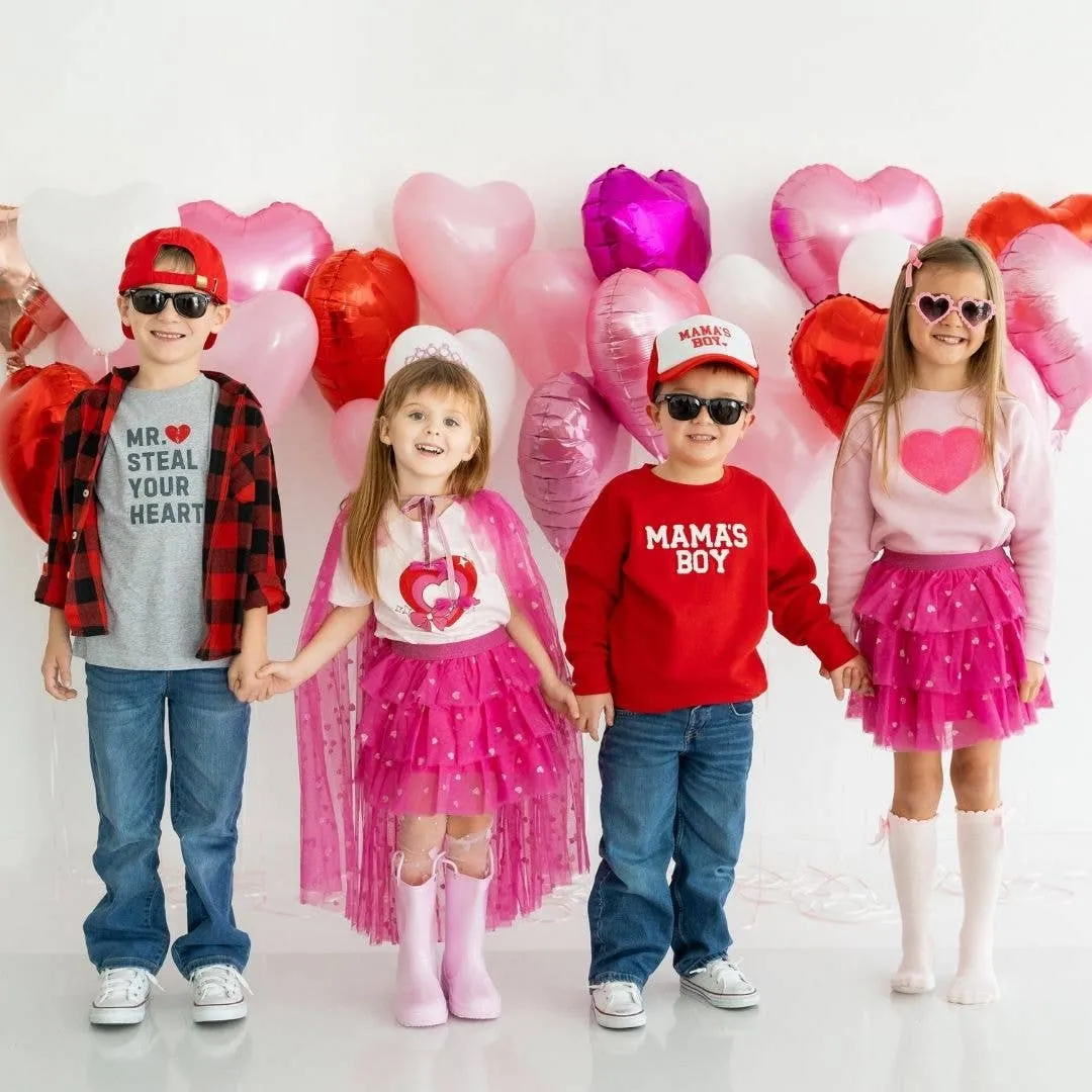 Pink Glitter Heart Valentine's Day Cape