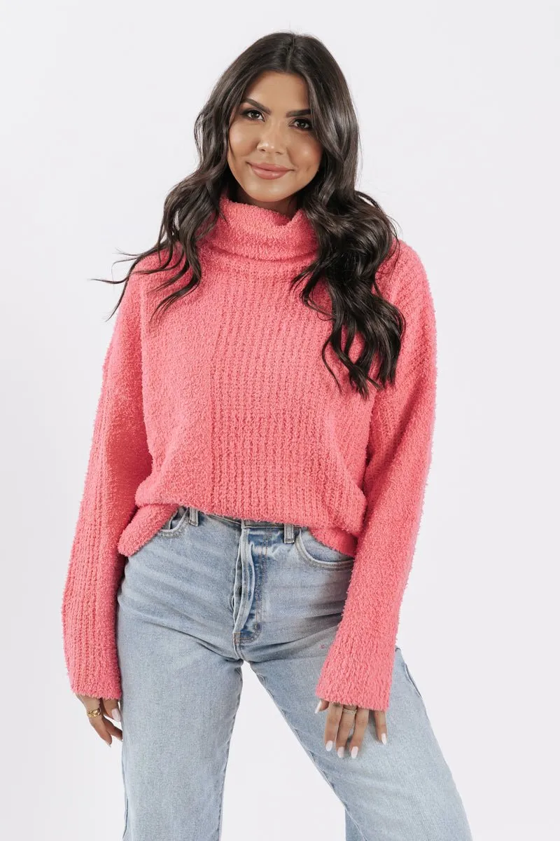 Pink Long Sleeve Turtleneck Sweater - FINAL SALE