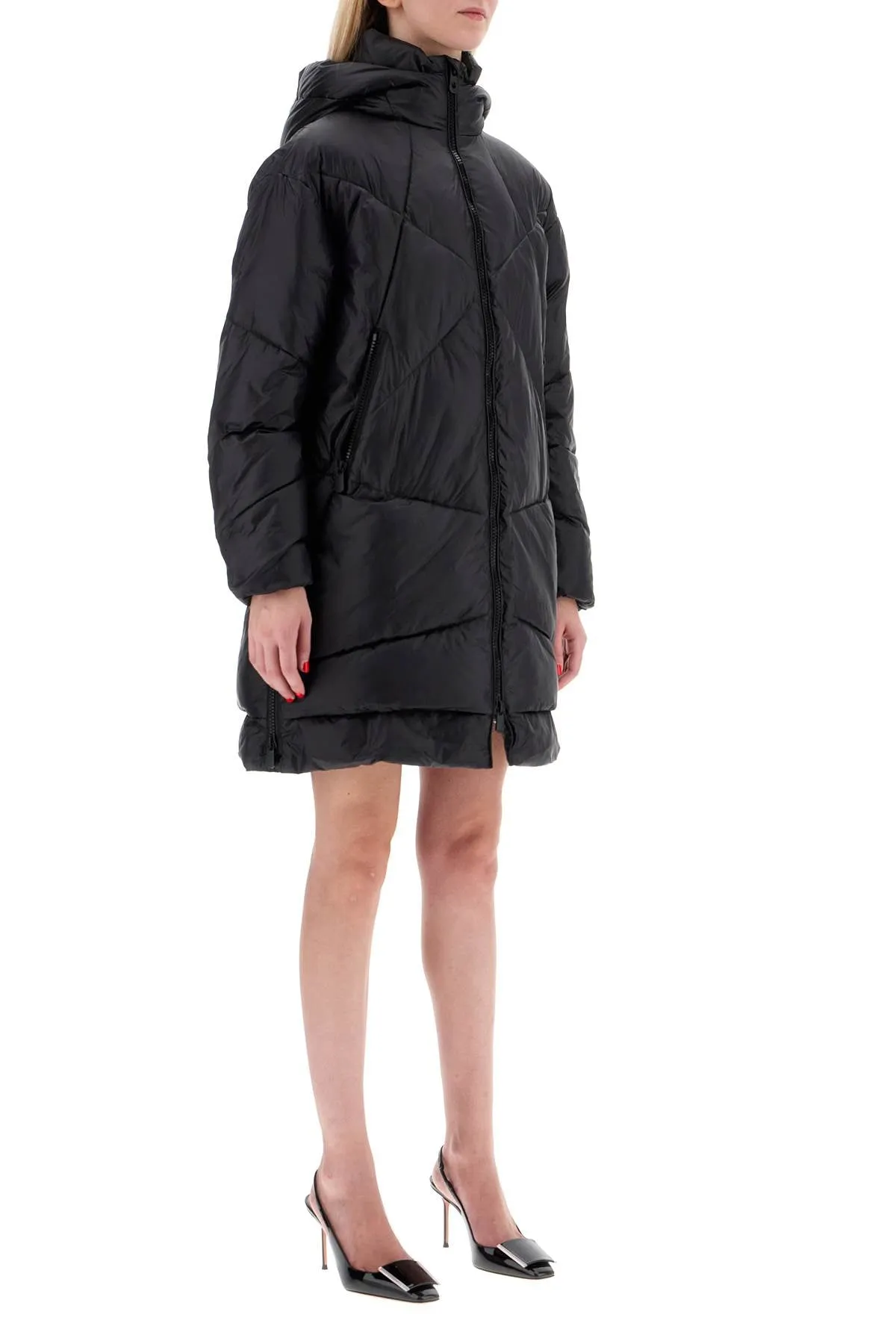 Pinko Mid-Length Down Jacket With Hood