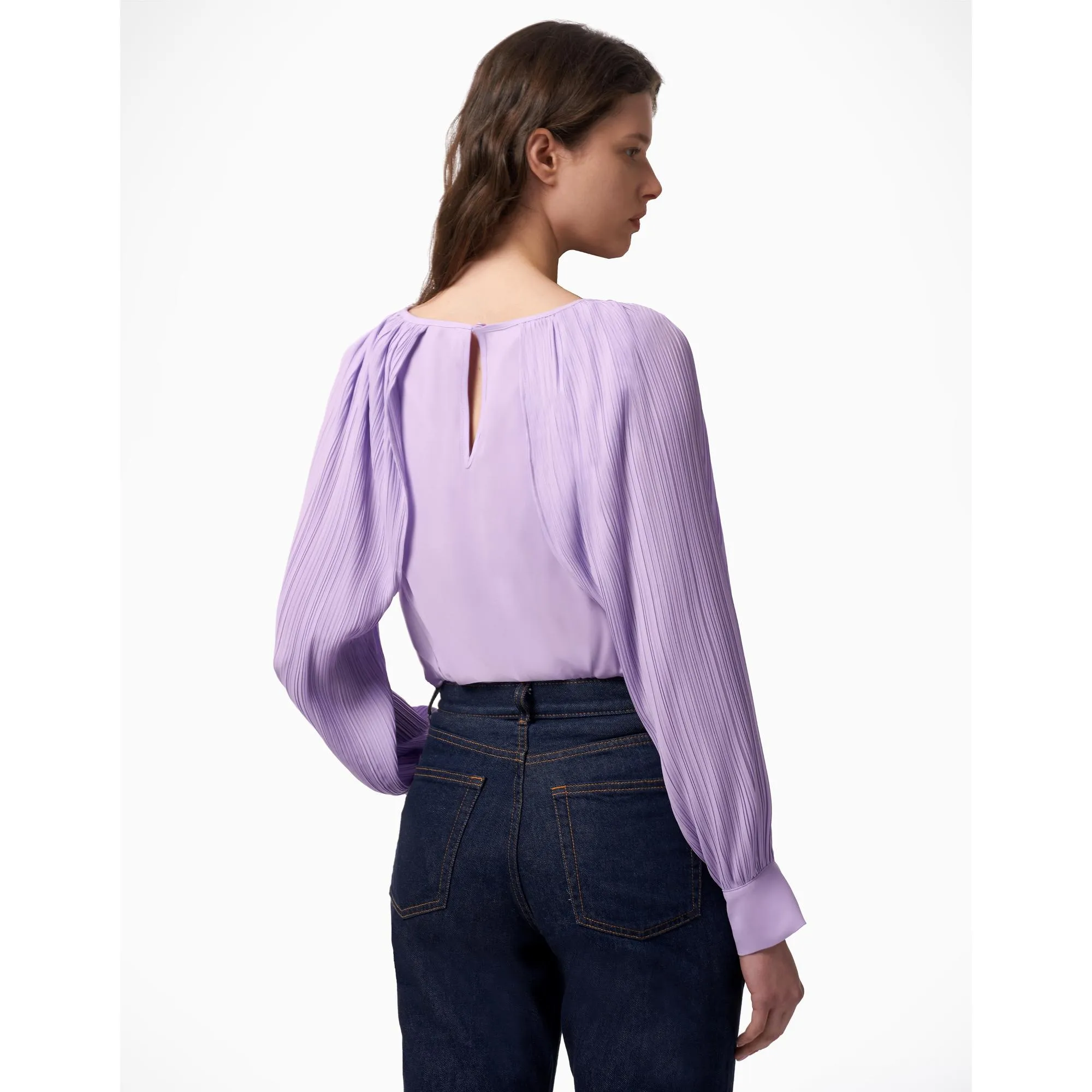 Pintuck Sleeve Blouse - Light Purple